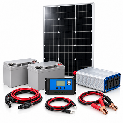 Kit Solar 1000W con Panel 100W y 2 Baterías de 26Ah