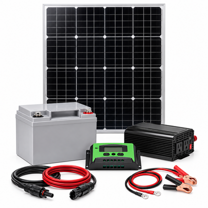 Kit Solar 500W con Panel 100W, Batería GEL 40Ah y Controlador 20A