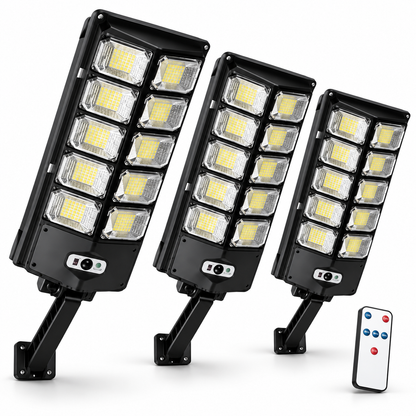 Pack x3 Focos Solares LED 3000W con Sensor y Control Remoto