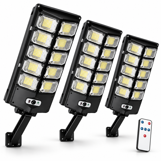 Pack x3 Focos Solares LED 3000W con Sensor y Control Remoto