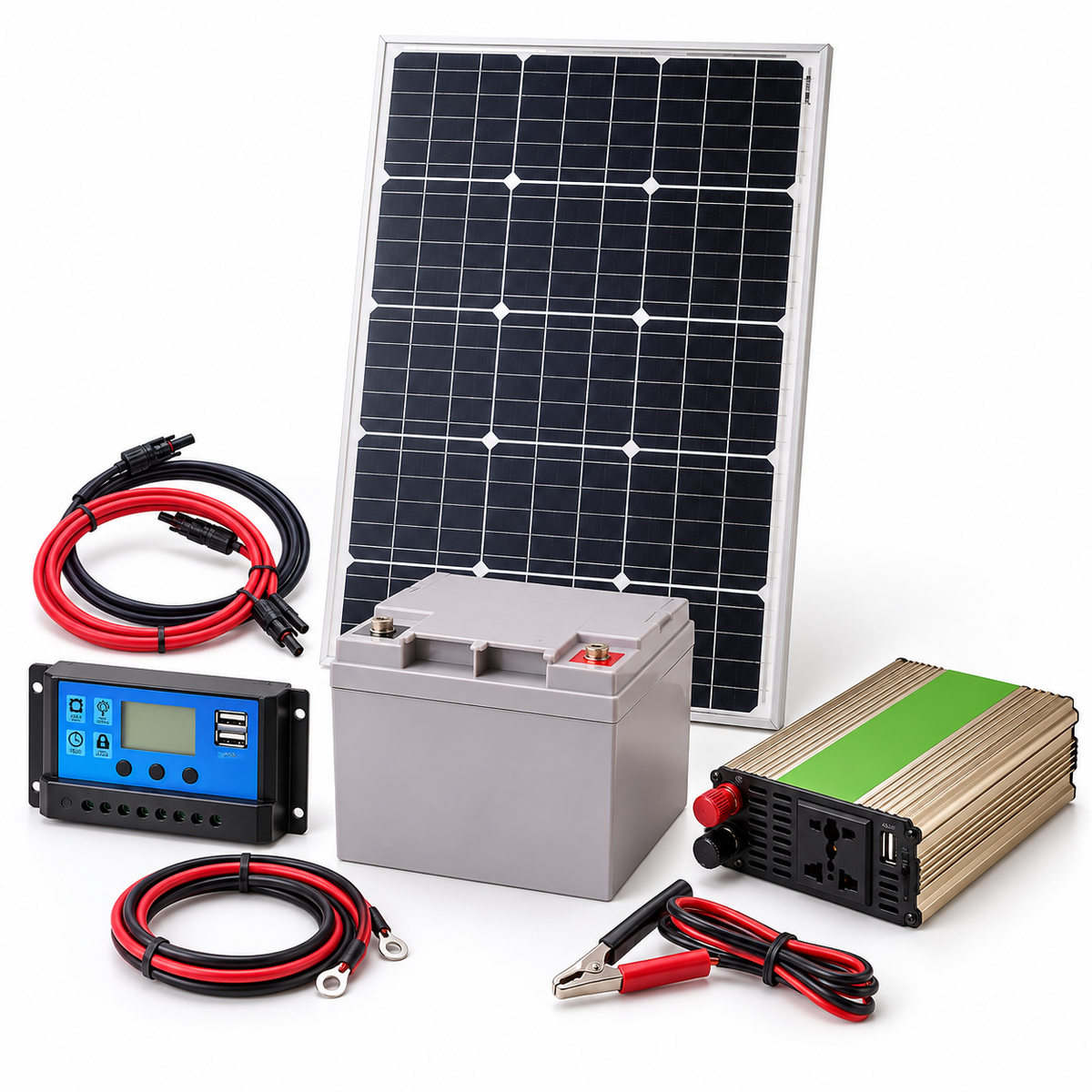 Kit Solar 500W con Panel 50W, Batería GEL 26Ah y Controlador 20A