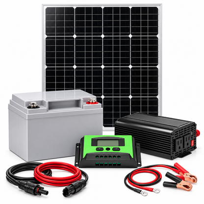 Kit Solar 500W con Panel 100W, Batería GEL 40Ah y Controlador 20A