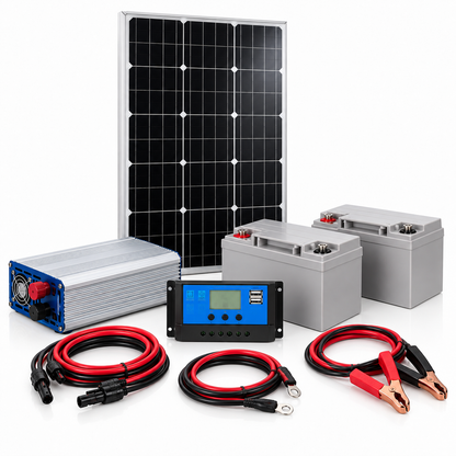 Kit Solar 1000W con Panel 100W y 2 Baterías de 26Ah