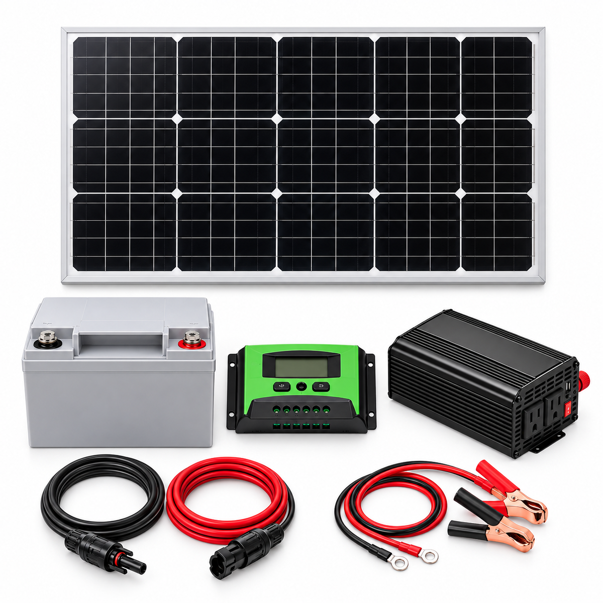 Kit Solar 500W con Panel 100W, Batería GEL 40Ah y Controlador 20A