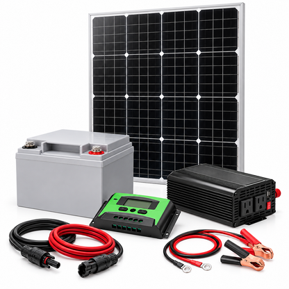 Kit Solar 500W con Panel 100W, Batería GEL 40Ah y Controlador 20A