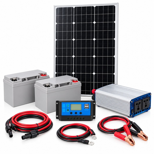 Kit Solar 1000W con Panel 100W y 2 Baterías de 26Ah