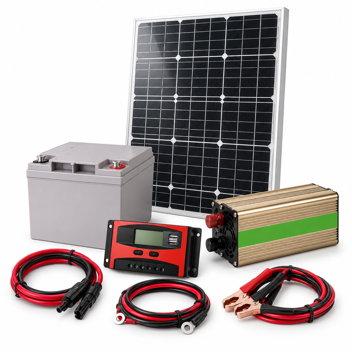 Kit Solar 500W con Panel 50W, Batería GEL 26Ah y Controlador 20A