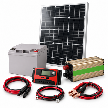 Kit Solar 500W con Panel 50W, Batería GEL 26Ah y Controlador 20A
