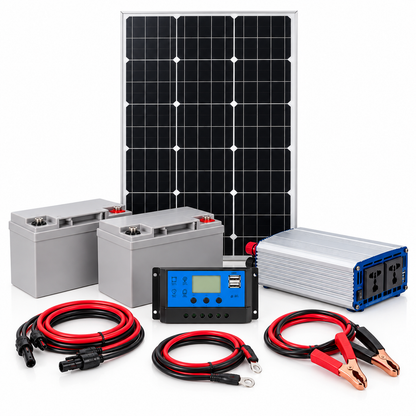 Kit Solar 1000W con Panel 100W y 2 Baterías de 26Ah