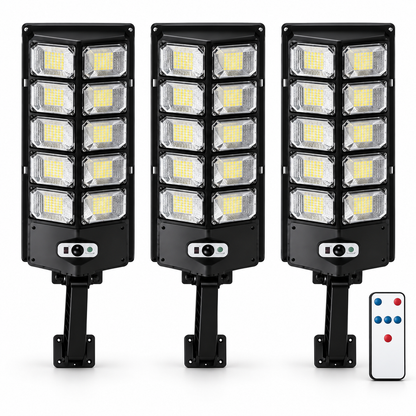 Pack x3 Focos Solares LED 3000W con Sensor y Control Remoto