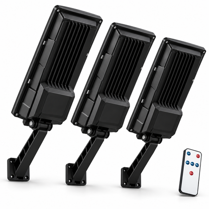 Pack x3 Focos Solares LED 3000W con Sensor y Control Remoto