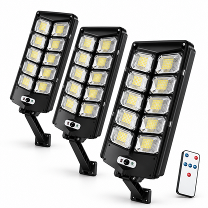 Pack x3 Focos Solares LED 3000W con Sensor y Control Remoto