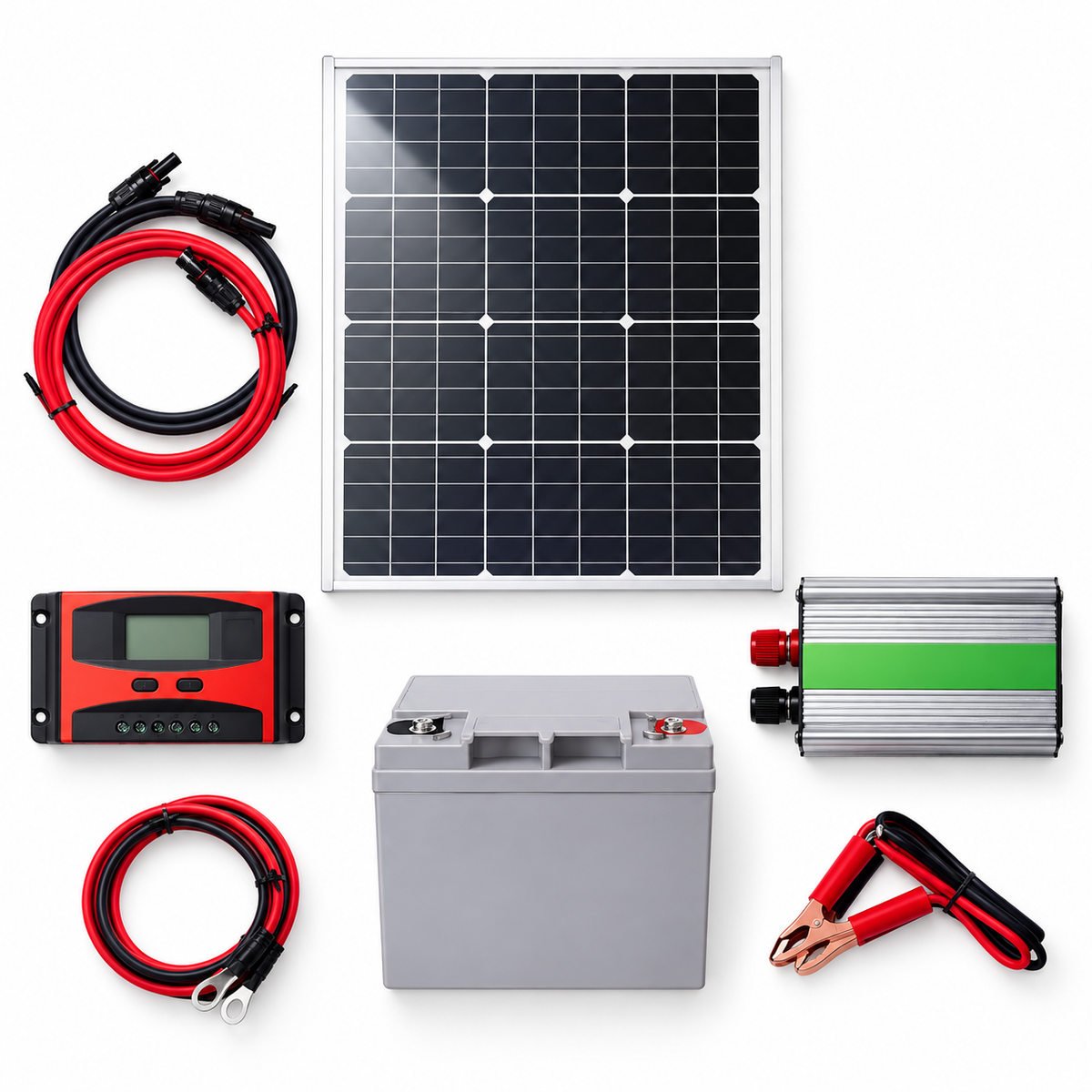Kit Solar 500W con Panel 50W, Batería GEL 26Ah y Controlador 20A