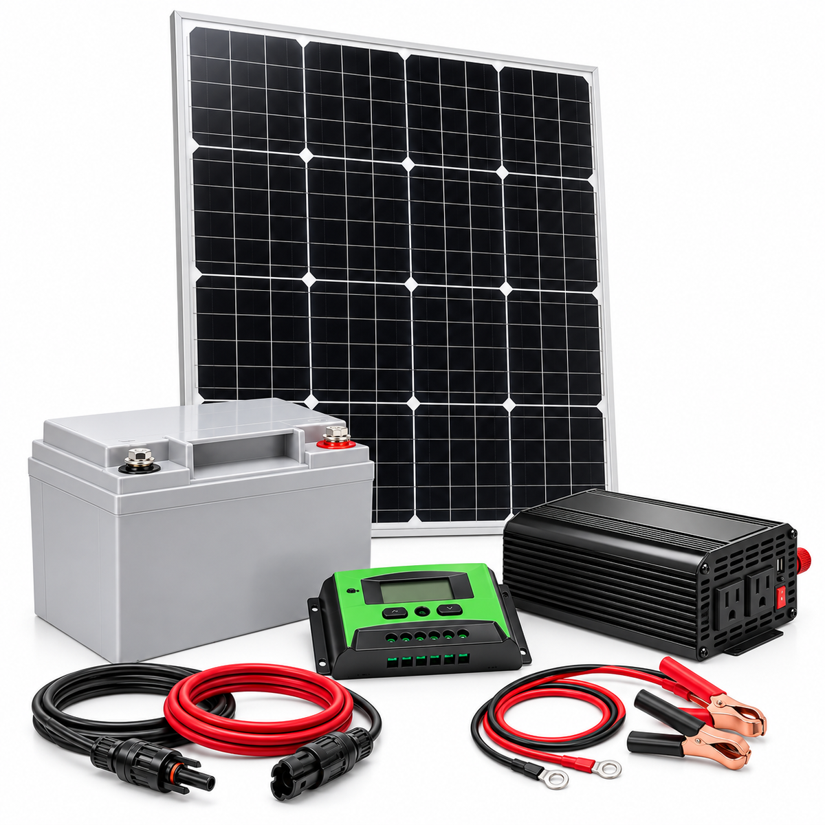 Kit Solar 500W con Panel 100W, Batería GEL 40Ah y Controlador 20A