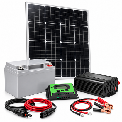Kit Solar 500W con Panel 100W, Batería GEL 40Ah y Controlador 20A
