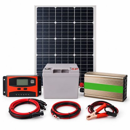 Kit Solar 500W con Panel 50W, Batería GEL 26Ah y Controlador 20A