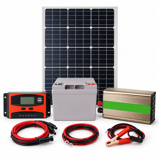 Kit Solar 500W con Panel 50W, Batería GEL 26Ah y Controlador 20A