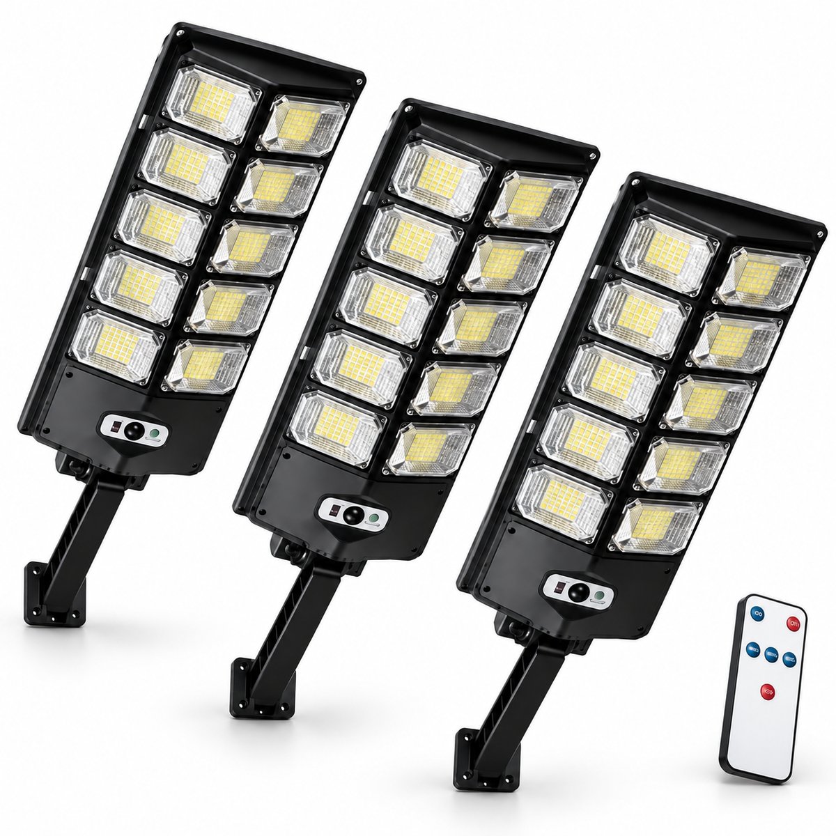 Pack x3 Focos Solares LED 3000W con Sensor y Control Remoto